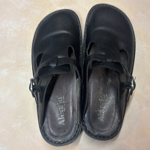 Alegria black leather slip on Mary Jane slides, size 40, size 10 - Picture 2 of 6